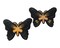 3"x 2 1/4" Black / Gold Embroidery Heat Transfer Iron On Butterfly Patch Pack of 72